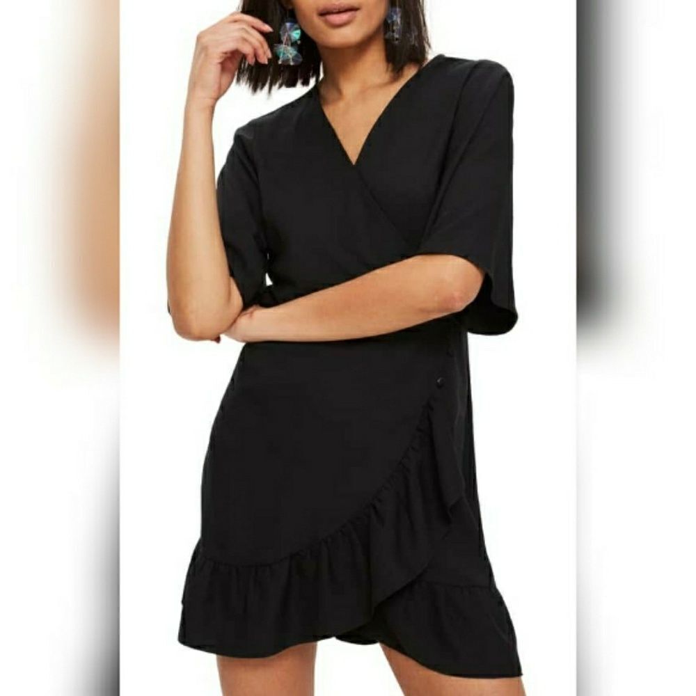 Topshop button front wrap midi dress